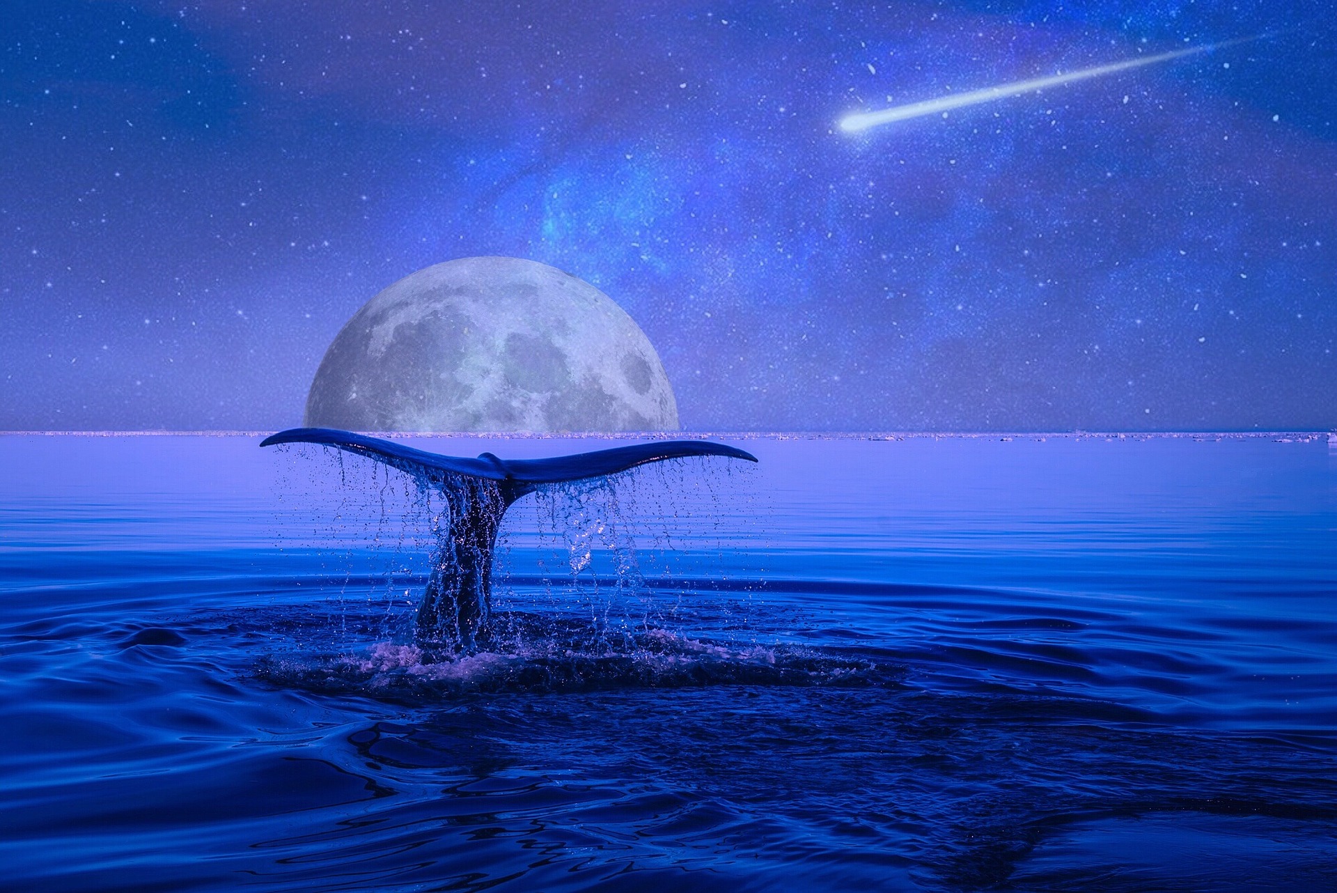 Une pleine lune , une étoile filante ppur nous aider a réaliser nos voeux.